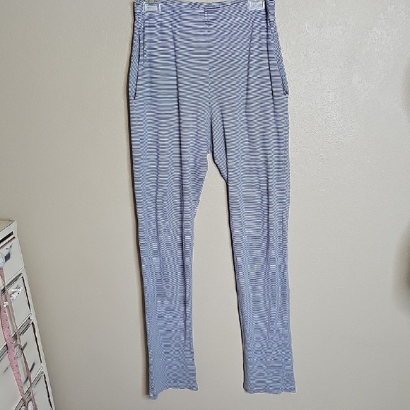 LAKE Pima Cotton Mens Medium Striped Blue and White Lounge Pants - Picture 1 of 7